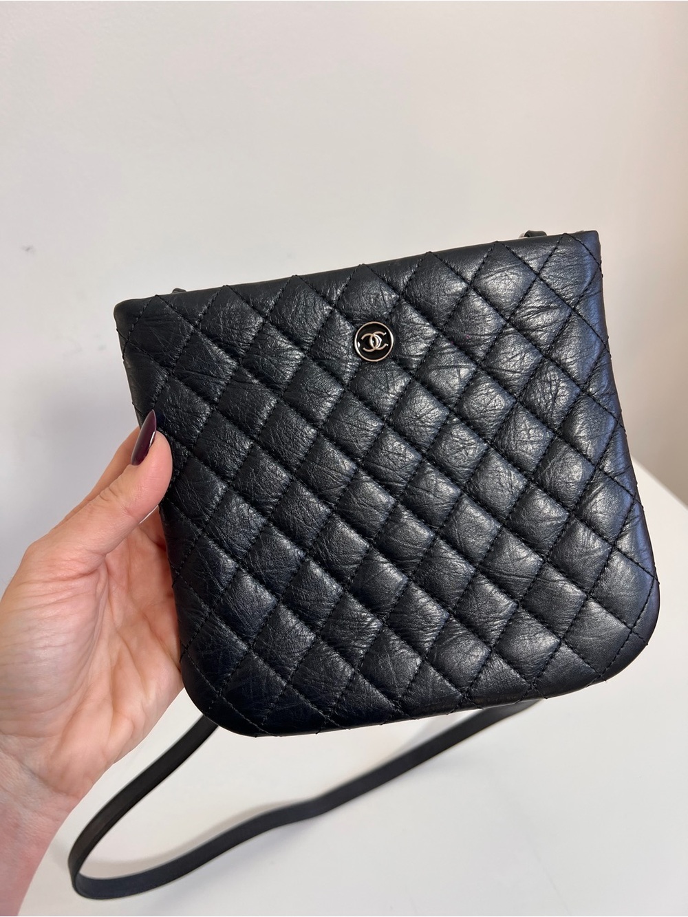 CHANEL Black Quilted Lambskin Crossbody with CC Turn-Lock